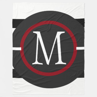 Couverture Polaire Lignes élégantes Rouge, Blanc & Noir Avec Monogram