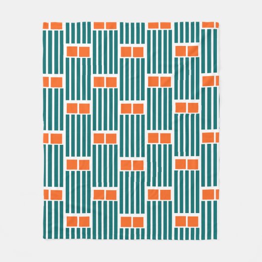 Couverture Polaire Lignes et boîtes turquoises (Devant)