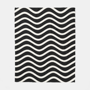 Couverture Polaire Lignes et rayures modernes en noir et blanc