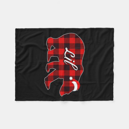Couverture Polaire Lil Bear Red Plaid Pajama de Noël Ours Famille Xm (Devant (Horizontal))