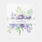 Couverture Polaire Lilac aquarelle florale personnalisée (Devant)