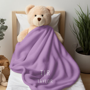 Couverture Polaire Lilac et blanc moderne monogramme élégant