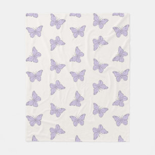 Couverture Polaire Lilac Purple Minimal Girl mignon Motif papillon