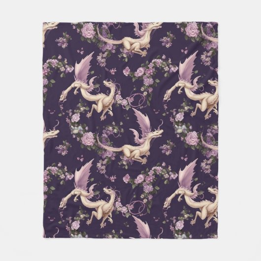 Couverture Polaire Lilac, Rose et blanc Dragons Blanket en polaire (Devant)