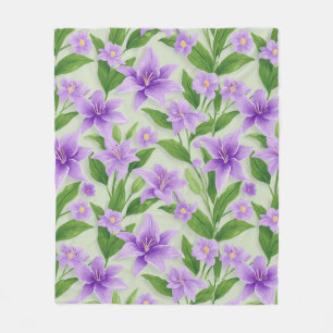 Couverture Polaire Lilias Violettes Vibrants Avec Feuilles Vertes