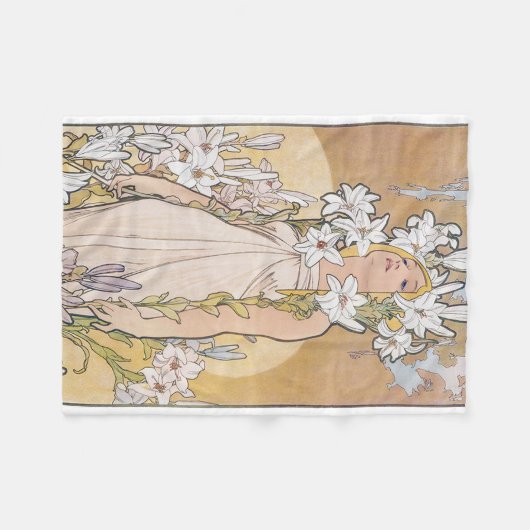 Couverture Polaire Lily (Quatre Fleurs), Alphonse Mucha (Devant (Horizontal))