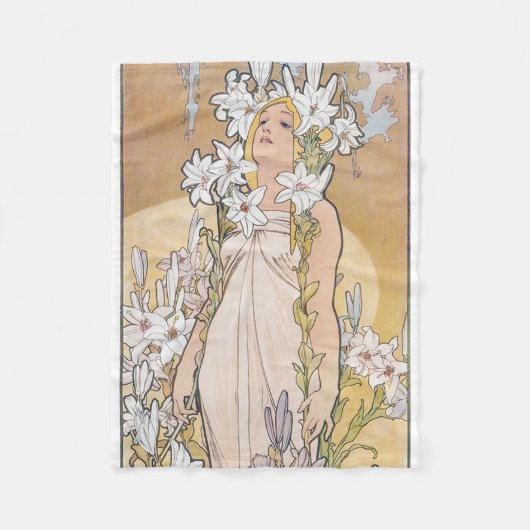 Couverture Polaire Lily (Quatre Fleurs), Alphonse Mucha (Devant)