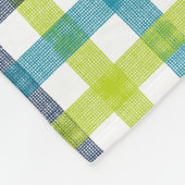 Couverture Polaire Lime Green, Navy et bleu turquoise Plaid (Coin)