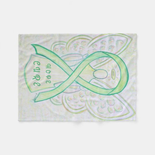 Couverture Polaire Lime Sensibilisation Ruban Hope Cure Angel Blanche (Devant (Horizontal))