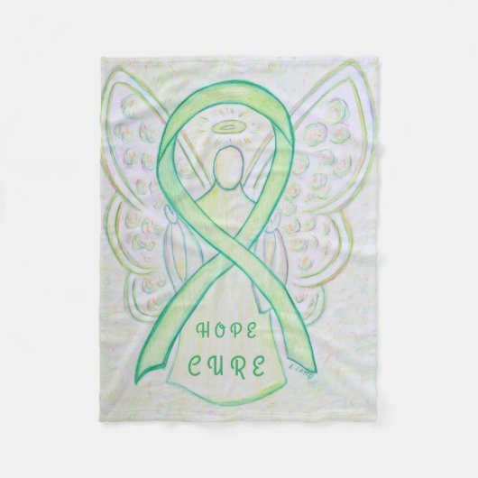 Couverture Polaire Lime Sensibilisation Ruban Hope Cure Angel Blanche (Devant)