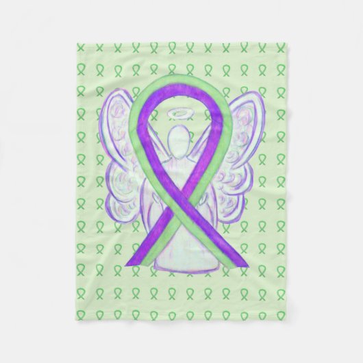 Couverture Polaire Lime Vert & Violet Sensibilisation Ruban Angel Bla (Devant)