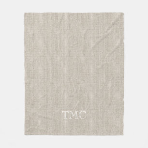 Couverture Polaire Linge de lit fin blanc classique Monogramme