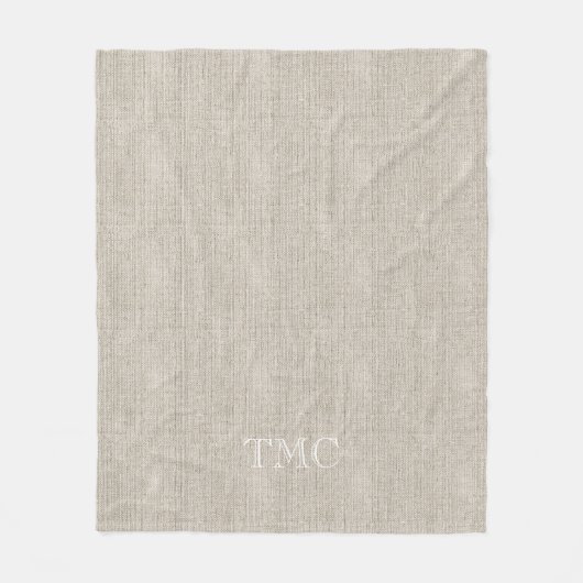 Couverture Polaire Linge de lit fin blanc classique Monogramme (Devant)