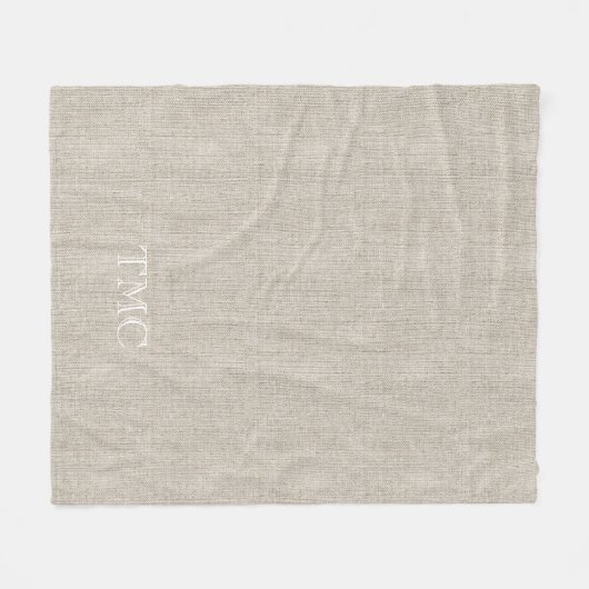 Couverture Polaire Linge de lit fin blanc classique Monogramme (Devant (Horizontal))