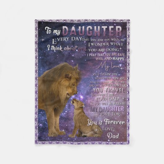 Couverture Polaire Lion À Ma Fille Tous Les Jours (Devant)