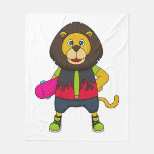 Couverture Polaire Lion as skater with skateboard