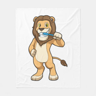 Couverture Polaire Lion avec brosse à dents