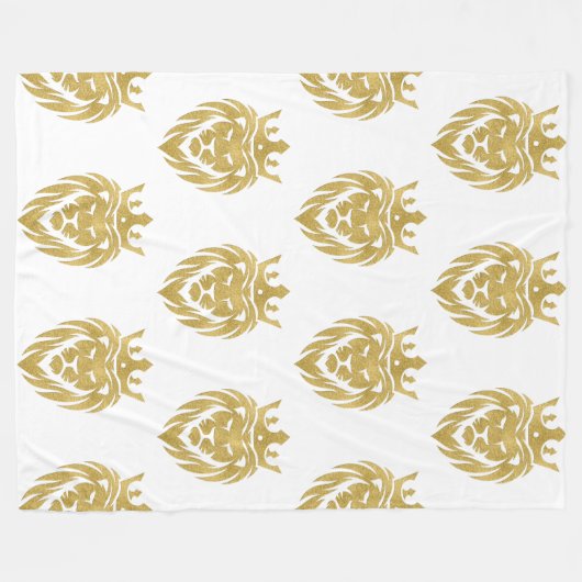 Couverture Polaire Lion Avec Couronne - Style Or 3 (Devant (Horizontal))