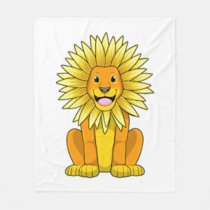 Couverture Polaire Lion avec Fleur de tournesol