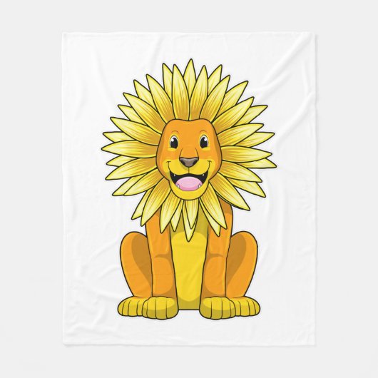 Couverture Polaire Lion avec Fleur de tournesol (Devant)