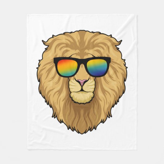 Couverture Polaire Lion avec lunettes de soleil (Devant)