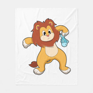 Couverture Polaire Lion avec poisson