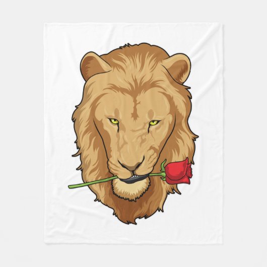 Couverture Polaire Lion avec Rose (Devant)
