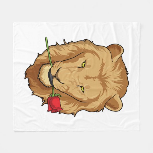 Couverture Polaire Lion avec Rose (Devant (Horizontal))
