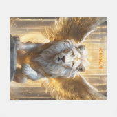 Couverture Polaire Lion blanc Angélique mignon Imaginaire (Devant (Horizontal))