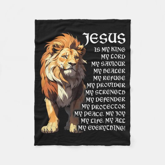 Couverture Polaire Lion Christian Jesus Is My King, God, Lord, And Sa (Devant)