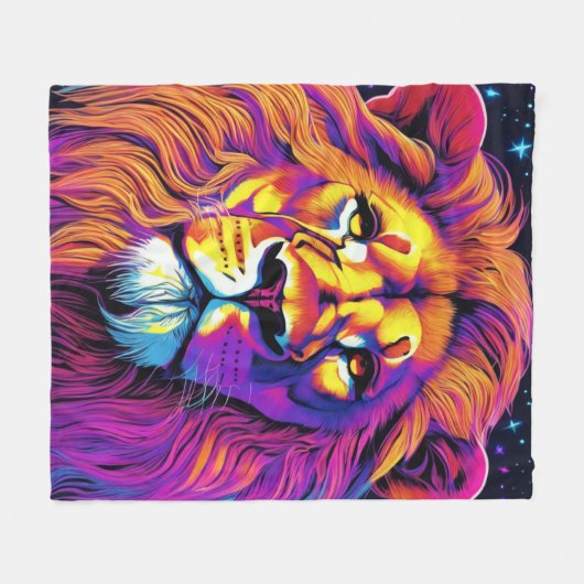 Couverture Polaire Lion coloré (Devant (Horizontal))