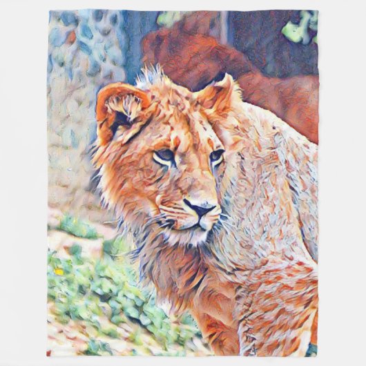 Couverture Polaire lion d'aquarell (Devant)