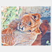 Couverture Polaire lion d'aquarell (Devant (Horizontal))