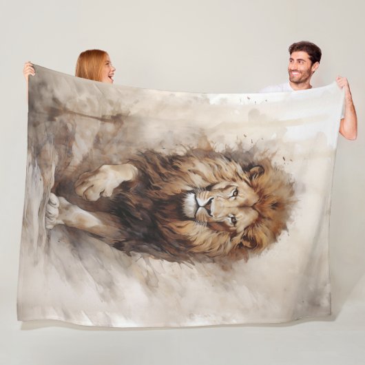 Couverture Polaire Lion de marche majestueux (En situation)