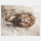 Couverture Polaire Lion de marche majestueux (Devant (Horizontal))