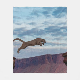 Couverture Polaire Lion de montagne Jumping Matin Skysaut, lion, anim