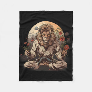 Couverture Polaire Lion de Taekwondo Floral Mma Kickboxing Jiu-jitsu
