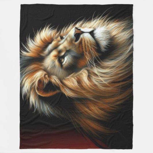 Couverture Polaire Lion Dessin Pastel Dur (Devant)