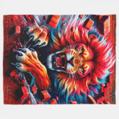 Couverture Polaire Lion en colère (Devant (Horizontal))