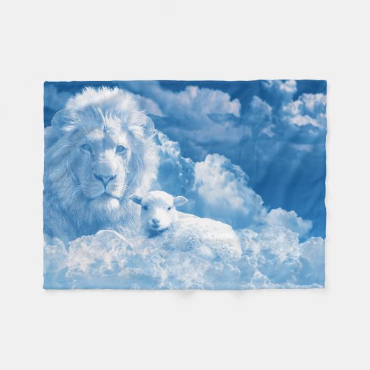 Couverture Polaire Lion et agneau dans les nuages (Devant (Horizontal))