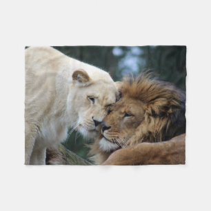 Couverture Polaire Lion et lionne