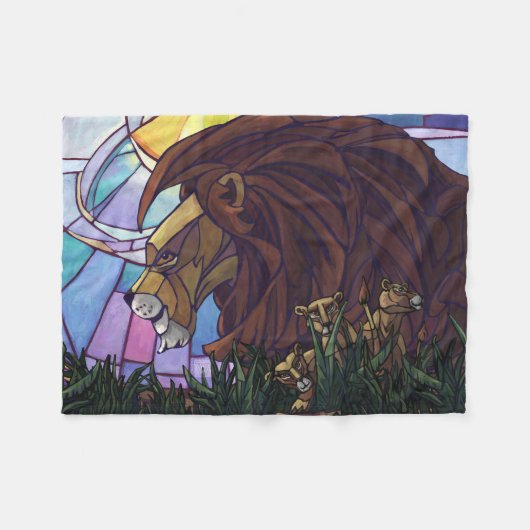 Couverture Polaire Lion et petits (Devant (Horizontal))