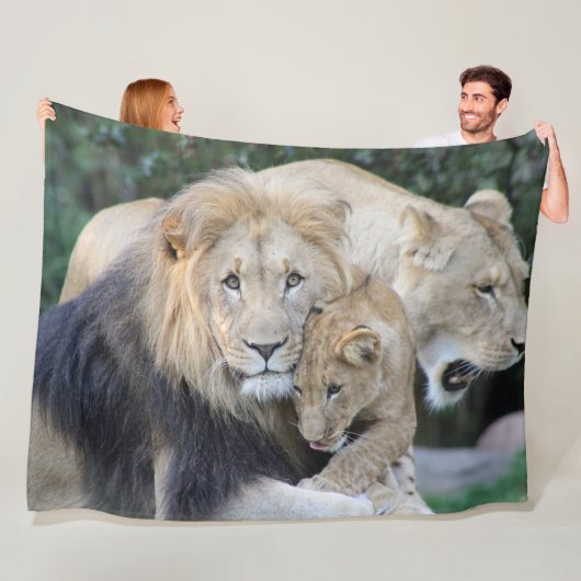 Couverture Polaire Lion Fleece Blanche (En situation)