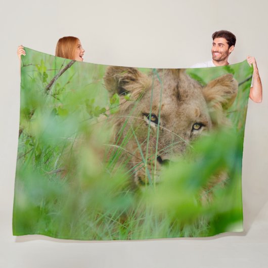 Couverture Polaire Lion Fleece Blanche (En situation)