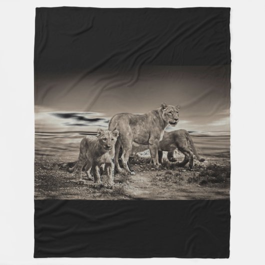 Couverture Polaire Lion Fleece Blanche (Devant)