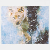 Couverture Polaire Lion Fleece Blanche (Devant (Horizontal))