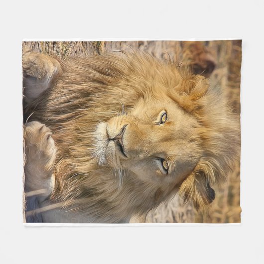 Couverture Polaire Lion Fleece Blanche (Devant (Horizontal))