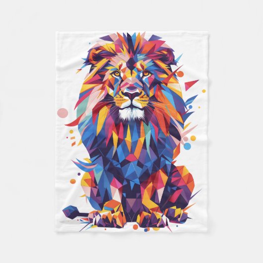 Couverture Polaire Lion géométrique coloré (Devant)