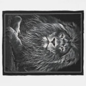 Couverture Polaire Lion gris majestueux (Devant (Horizontal))
