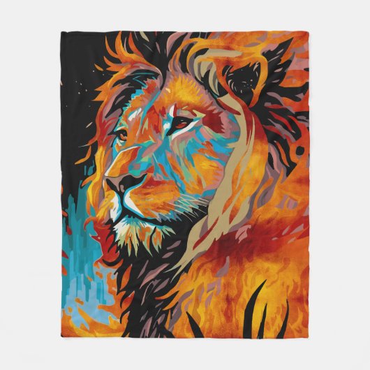 Couverture Polaire Lion majestueux protégeant les forêts (Devant)